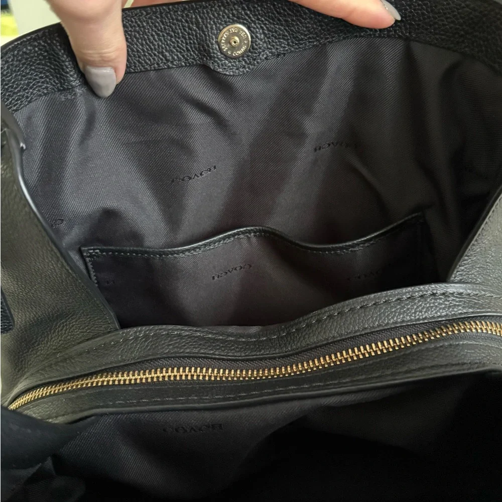 Coach Black Leather Shoulder Bag with Gold Accents - Picture 5 of 9